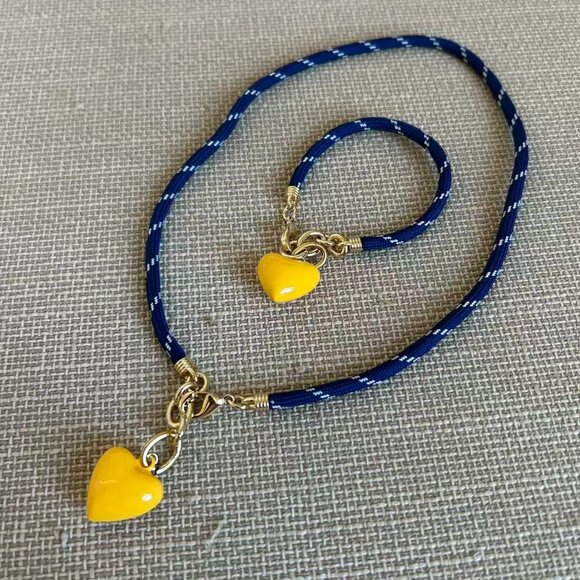 *Set* Roxanne Assoulin The Happy Cord Charm Necklace & Bracelet Blue/Yellow - Picture 5 of 6
